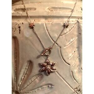 Diamond and Sterling Silver Flower Necklace by JWBR, Made In India